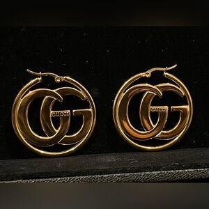 Fashion Jewelry Gold Interlocking GG Hoop Earrings